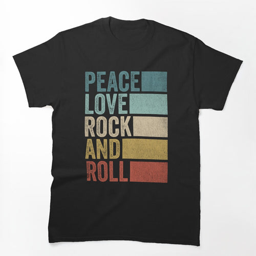 Vintage Retro Peace Love Rock And Roll Shirt