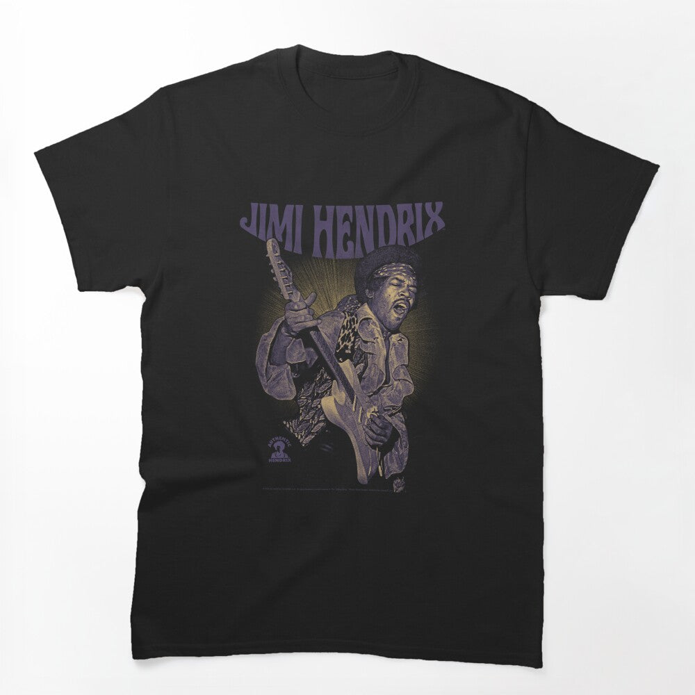 Jimi Hendrix Purple Yellow Guitar Portrait Shirt