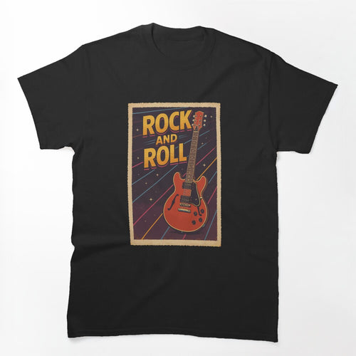 Retro Rock And Roll Electric Guitar Vintage Design Shirt