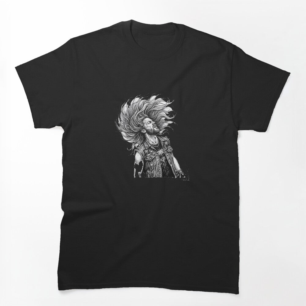 Headbanging Metalhead In Black Ink Shirt