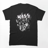 KISS The Band - Destroyer Black And White Fog Logo Up Shirt