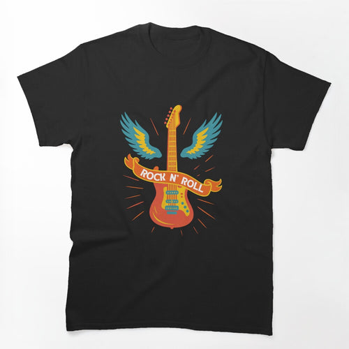 Rock N Roll Guitar - Vintage Rock Wings Retro Music Shirt