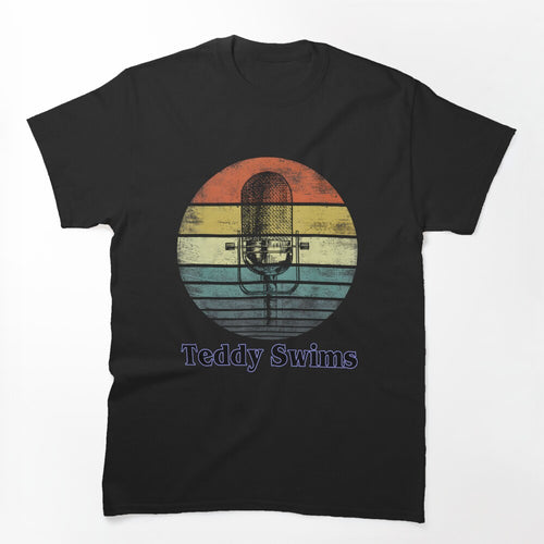 Teddy Swims Retro Sunset Microphone Design Shirt