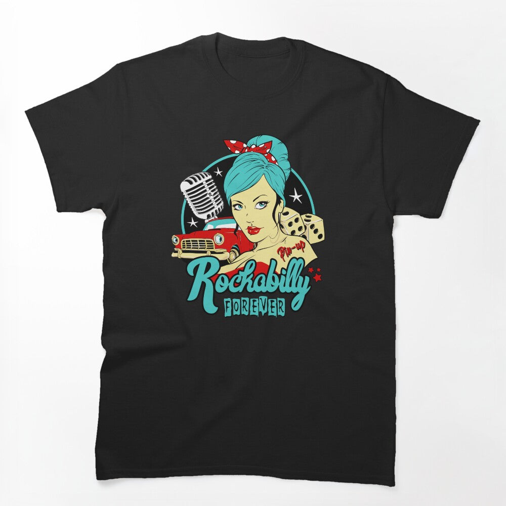 Rockabilly Pin Up Girl Sock Hop Vintage Car Rock And Roll Music Shirt
