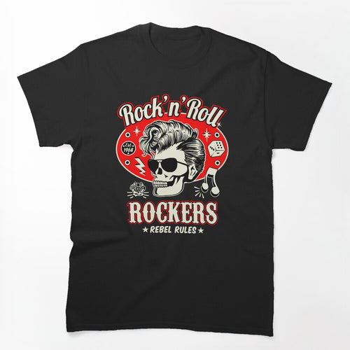 Rockabilly Rock And Roll Skull Red And Black Dice Rockers Shirt