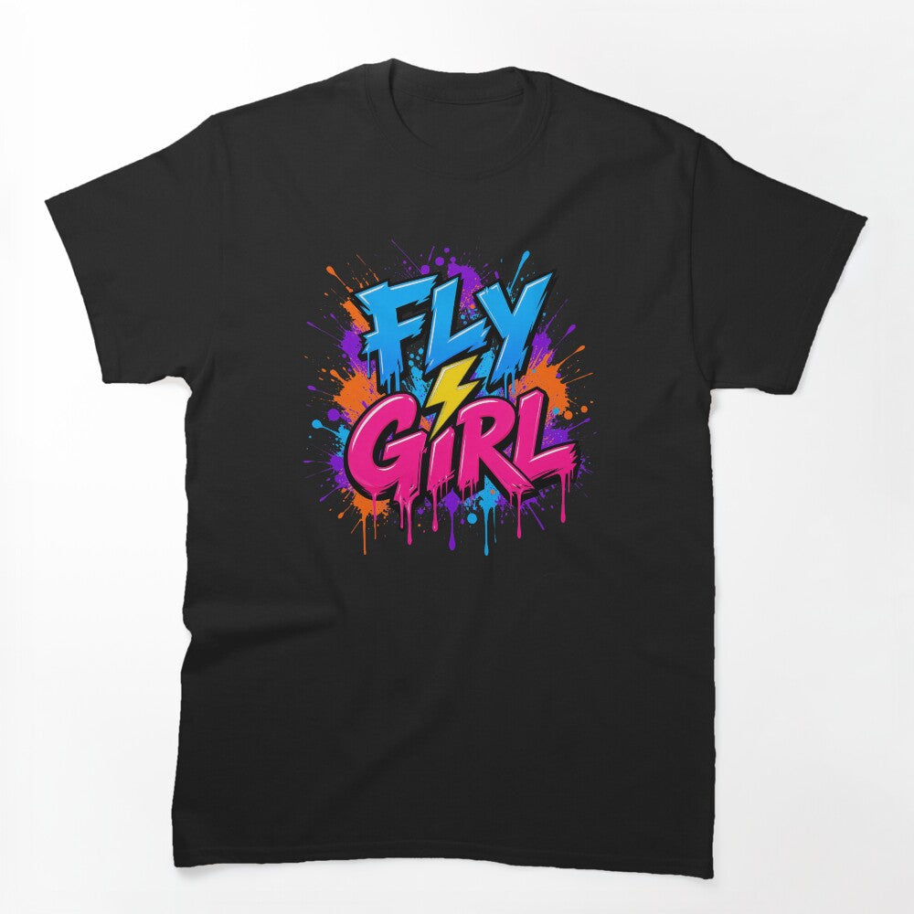 Fly Girl Retro 90s Urban Graffiti Spray Paint Streetwear Shirt