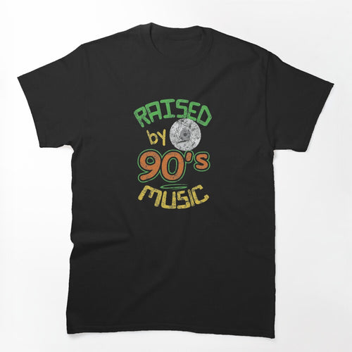Raised 90s Music CD Retro Nostalgia Hip Hop R&B Rap Rock Grunge Shirt