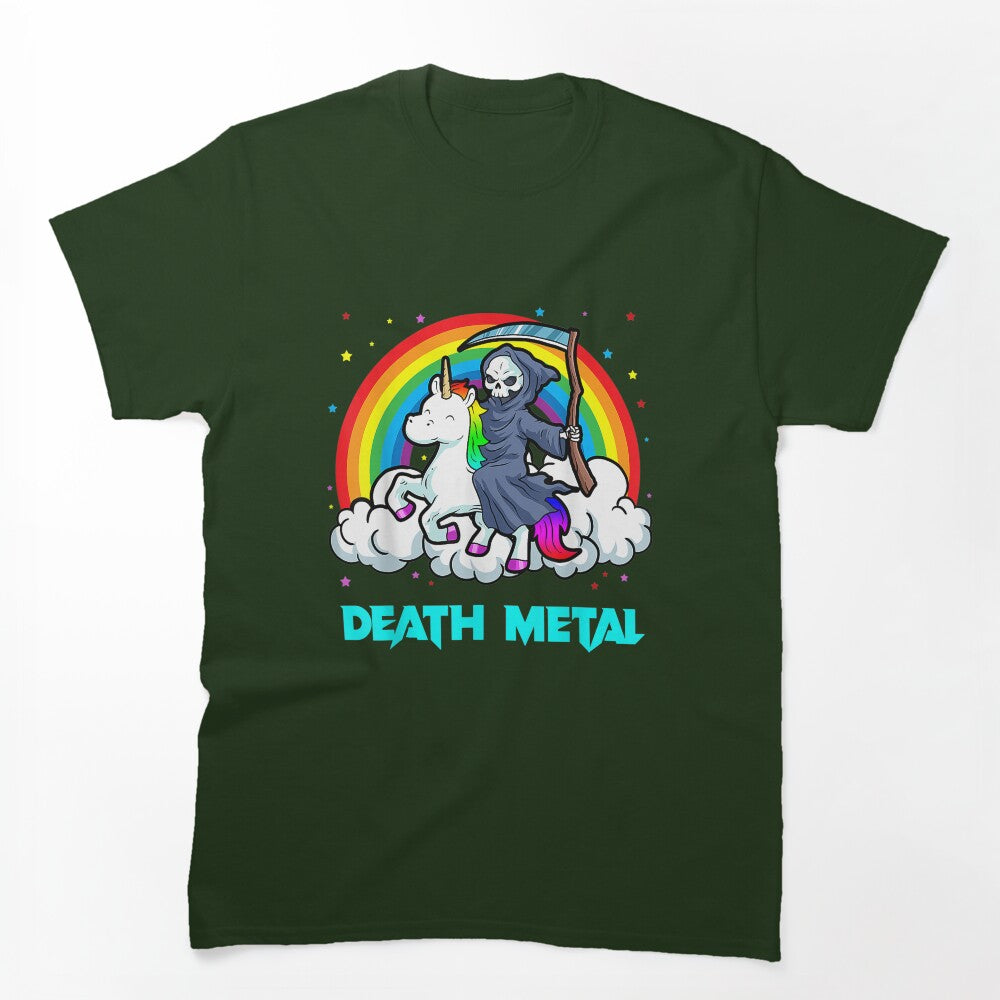 Death Metal Unicorn Rainbow Grim Reaper Heavy Metal Shirt