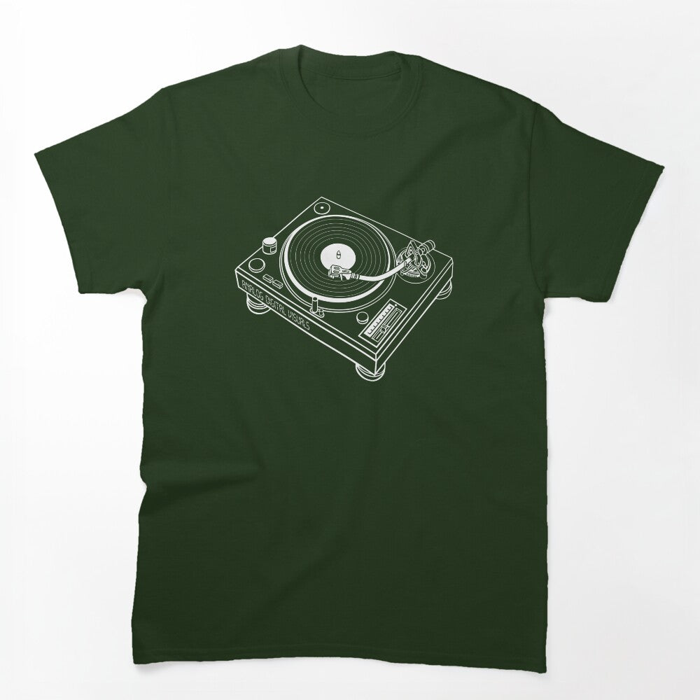 DJ Turntable Retro Graphic White Lines Note You May Need To Select A Shirt