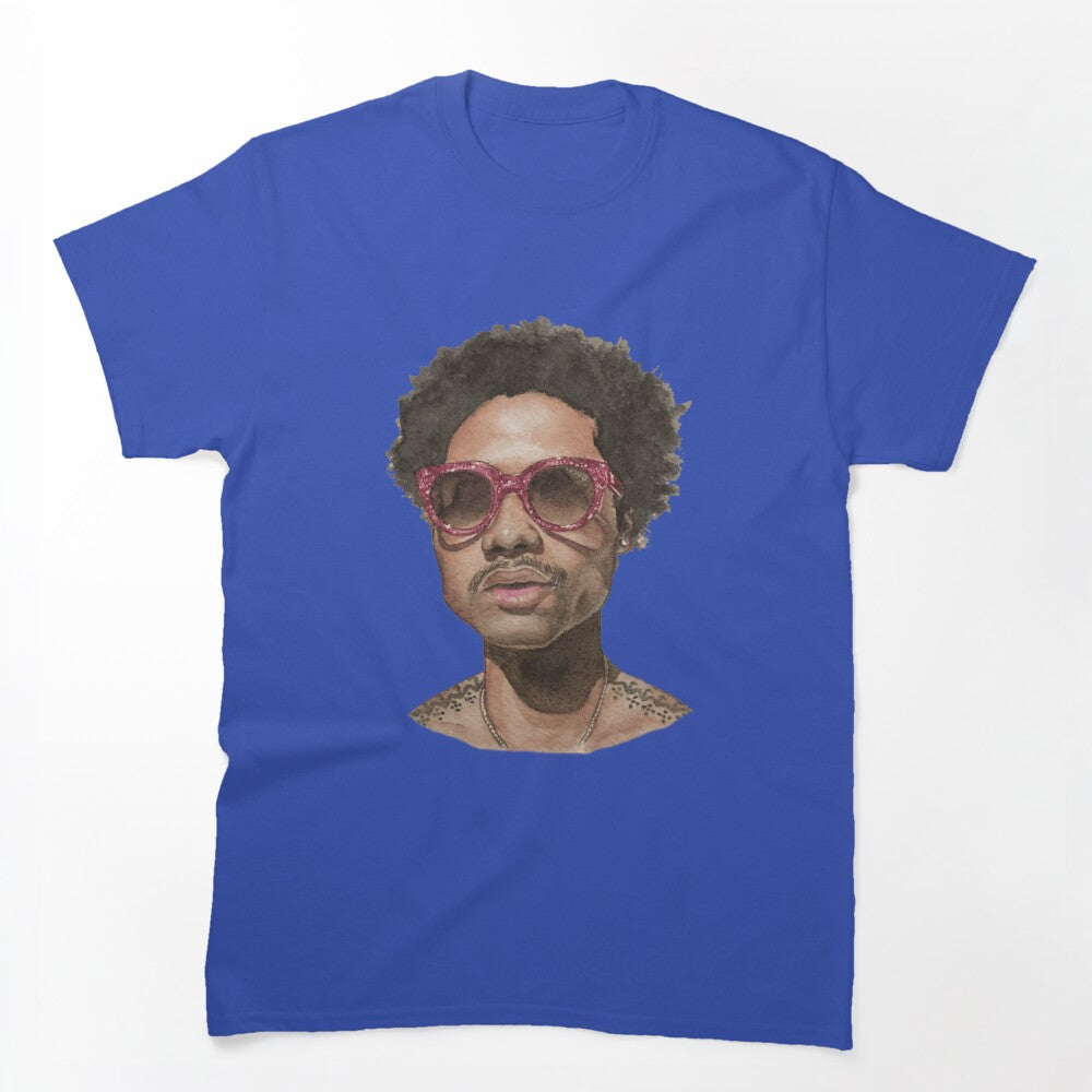Steve Lacy Pink Sunglasses Portrait Graphic Shirt