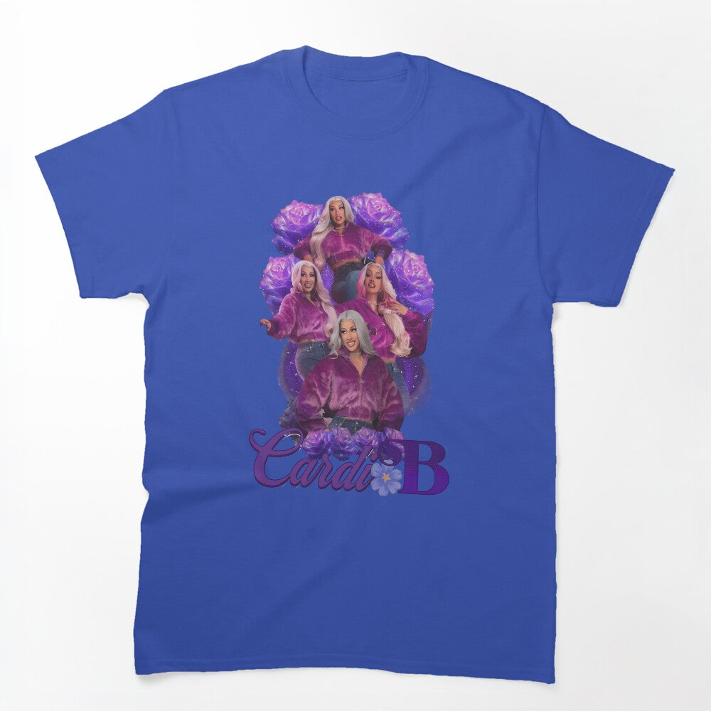 Vintage Style Hip Hop Queen Purple Rose Graphic Cardi B Shirt