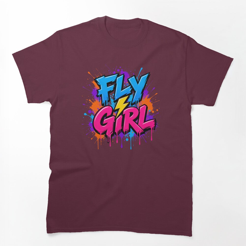 Fly Girl Retro 90s Urban Graffiti Spray Paint Streetwear Shirt