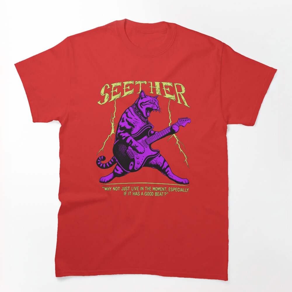 Seether Purple Guitar Cat Shirt