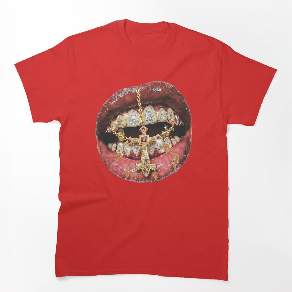 Gold Grill Lips Diamond Teeth Hip Hop Shirt