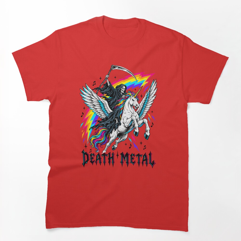 Death Metal Funny Grim Reaper Unicorn Rock Music Shirt