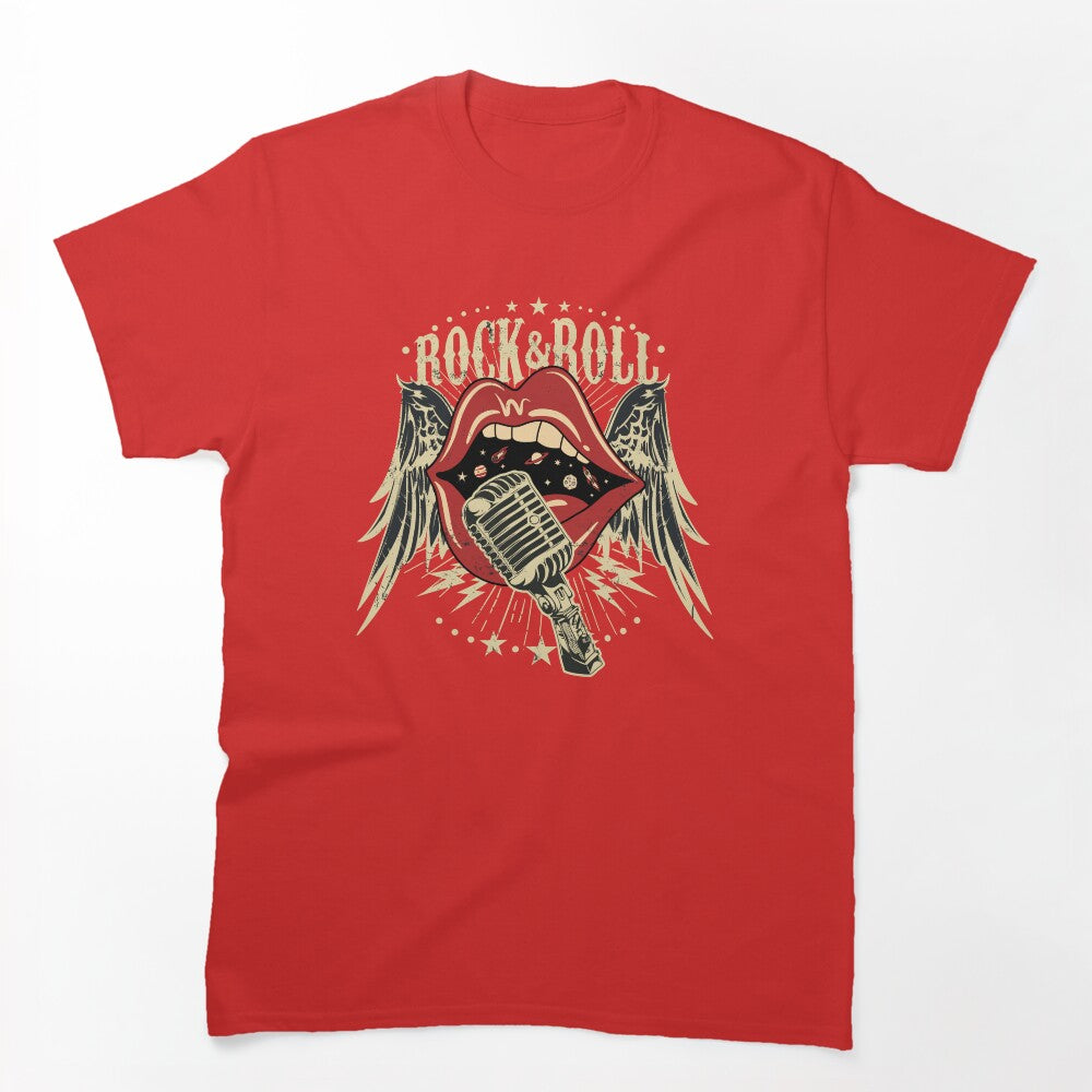 Music Art Lips Design Kiss Vintage Rock And Roll Shirt