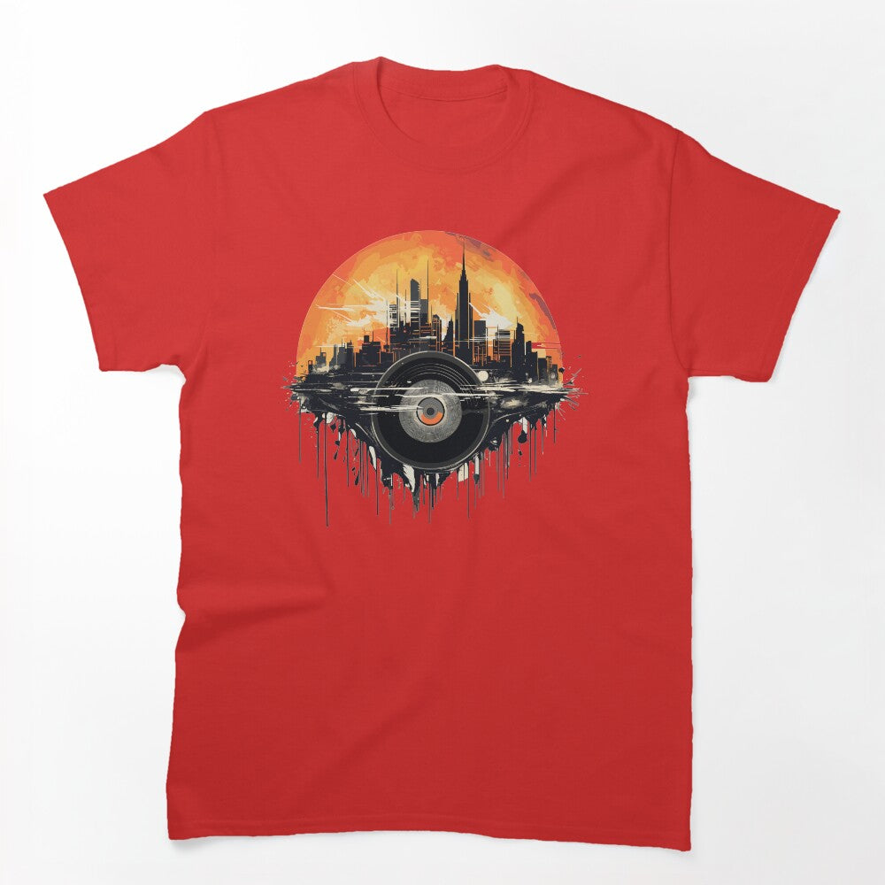Retro Vinyl Cityscape In Beautiful Sunset Shirt