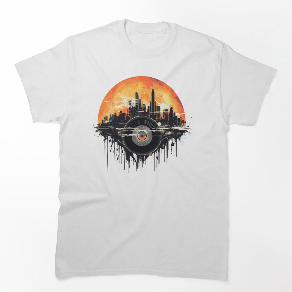 Retro Vinyl Cityscape In Beautiful Sunset Shirt