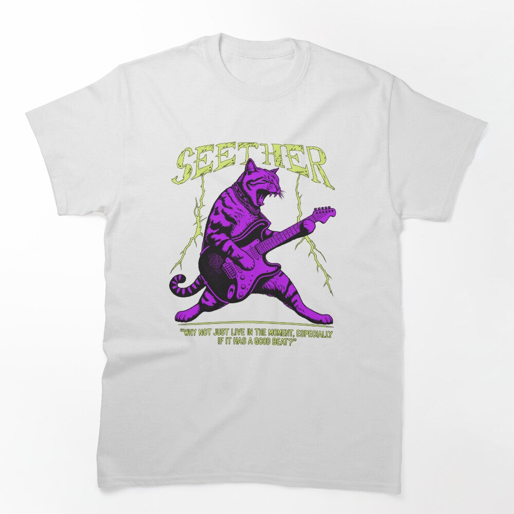 Seether Purple Guitar Cat Shirt