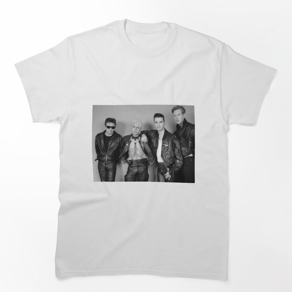 Depeche Mode Retro Black & White Band Portrait 80s Rock Aesthetic Shirt