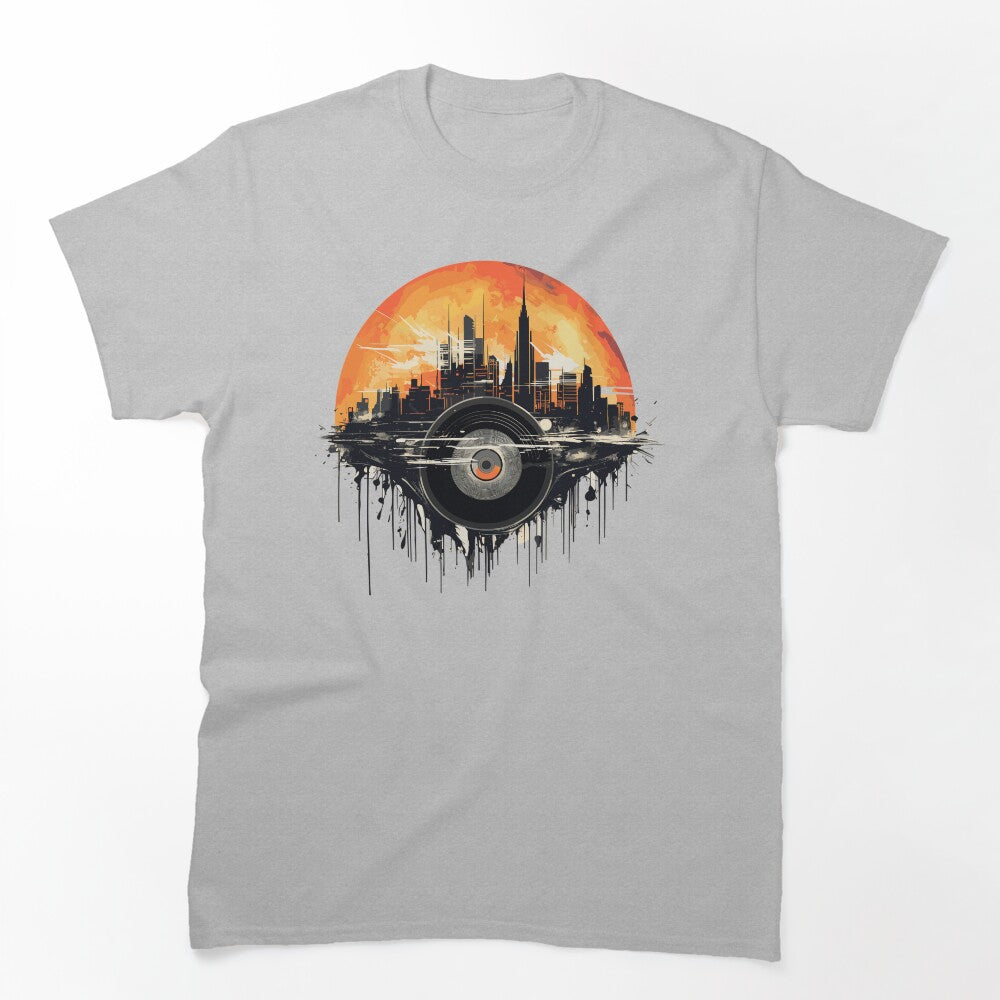 Retro Vinyl Cityscape In Beautiful Sunset Shirt