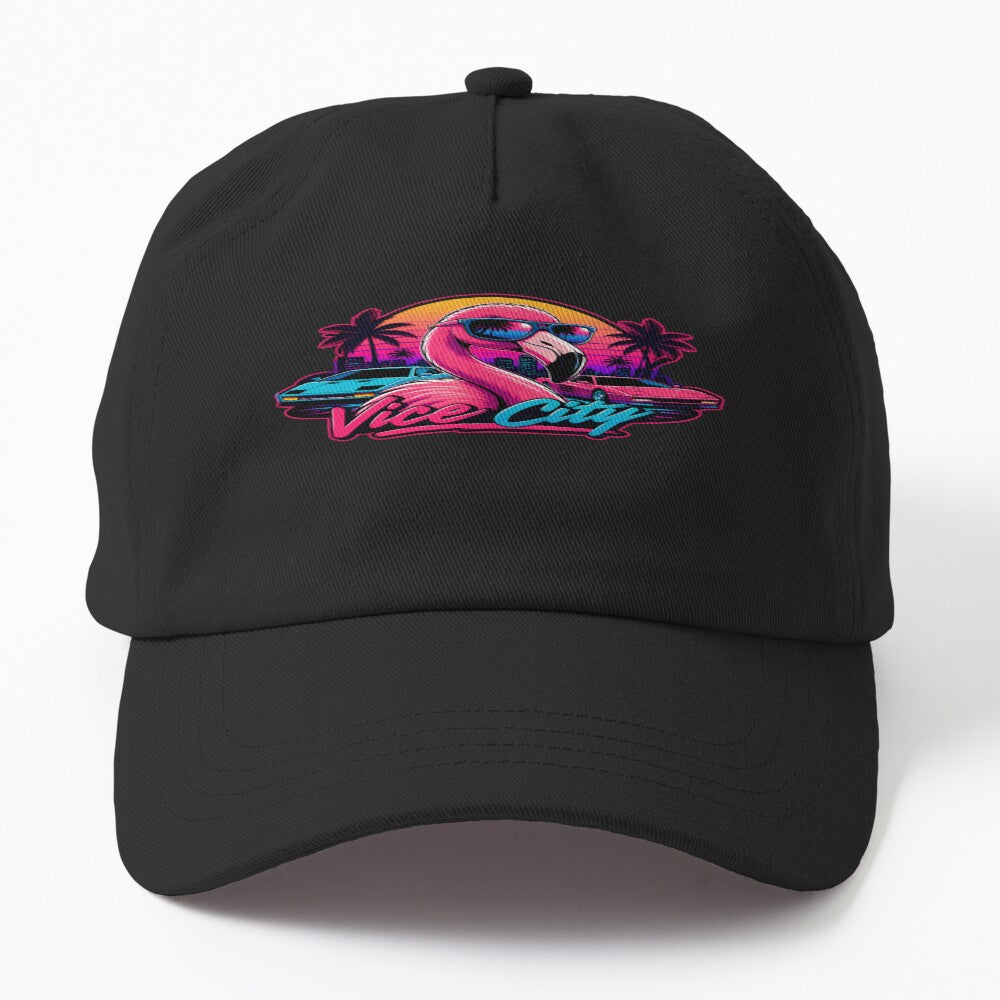 Neon Vice City Gaming Aesthetic Retro Vaporwave Hat