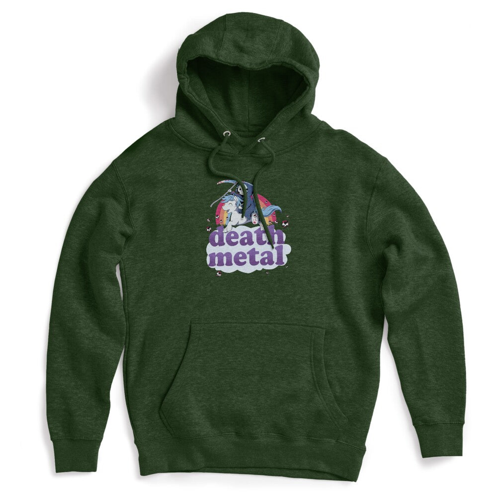 'Death Metal' - The Grim Reaper Riding A Unicorn In Front Of A Shirt